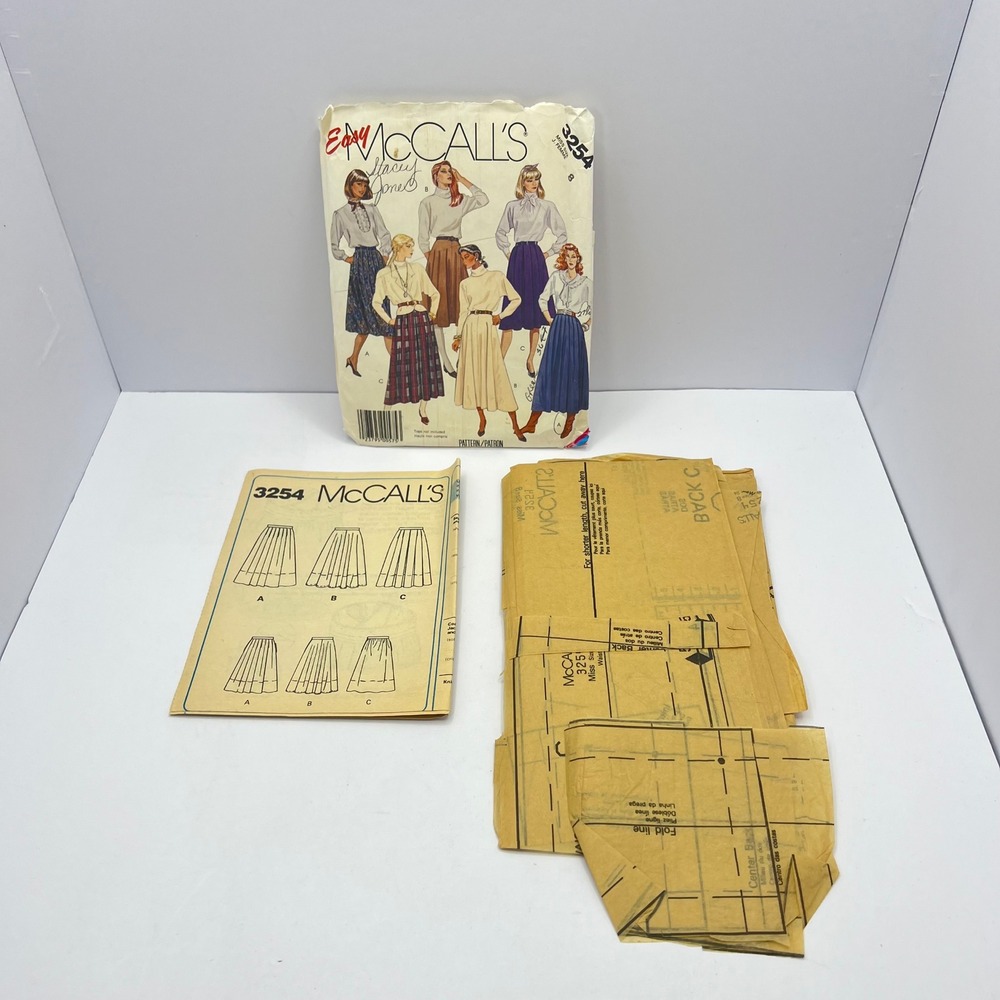 McCalls 80s Skirt Pattern 3254 Vintage Sz 8 (24" waist)‎ Pleated Flare A-Line - Picture 7 of 11